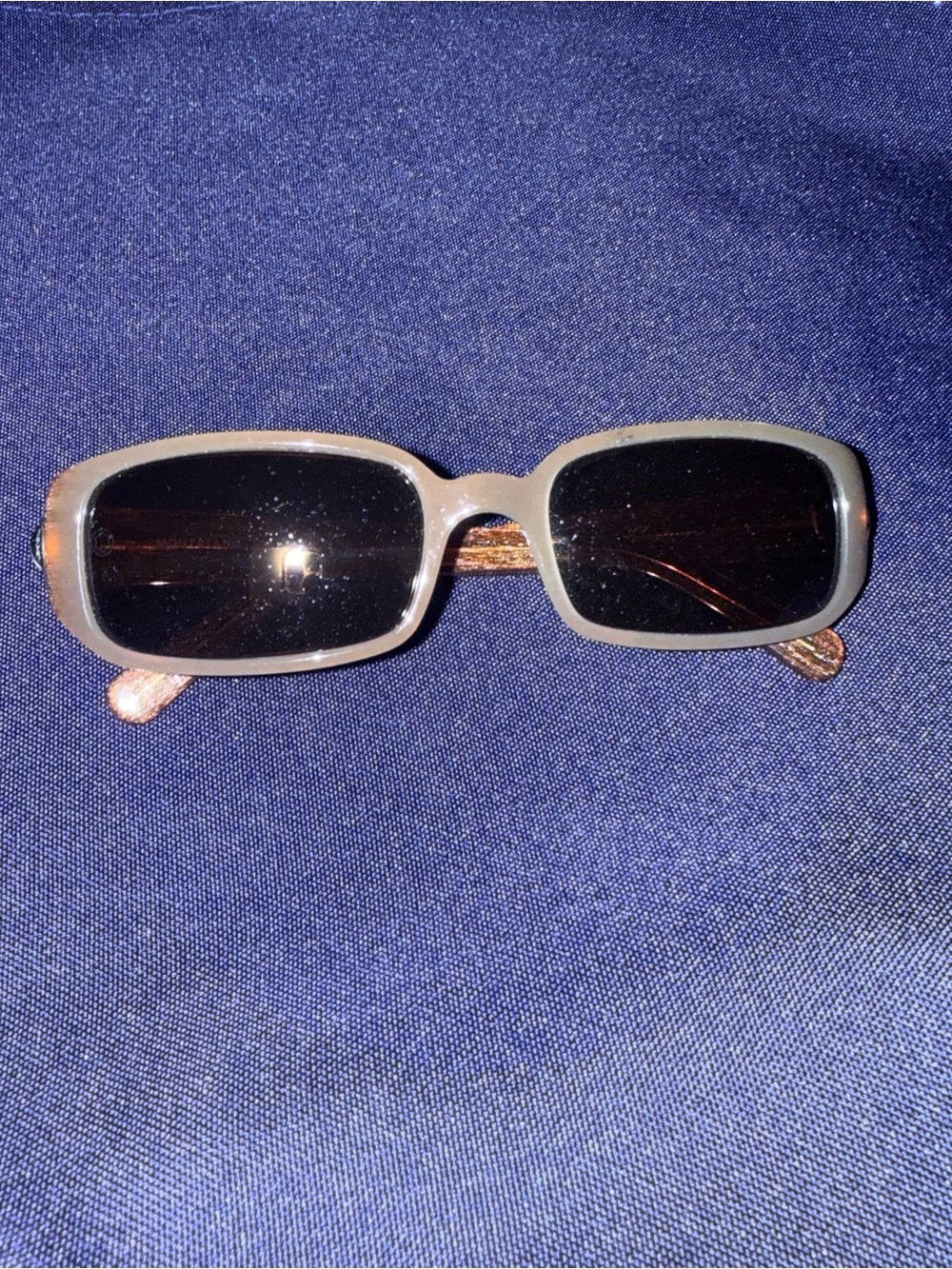 Montblanc Rectangular Ladies Sunglasses with Gray Frame/brown trim Black Lenses